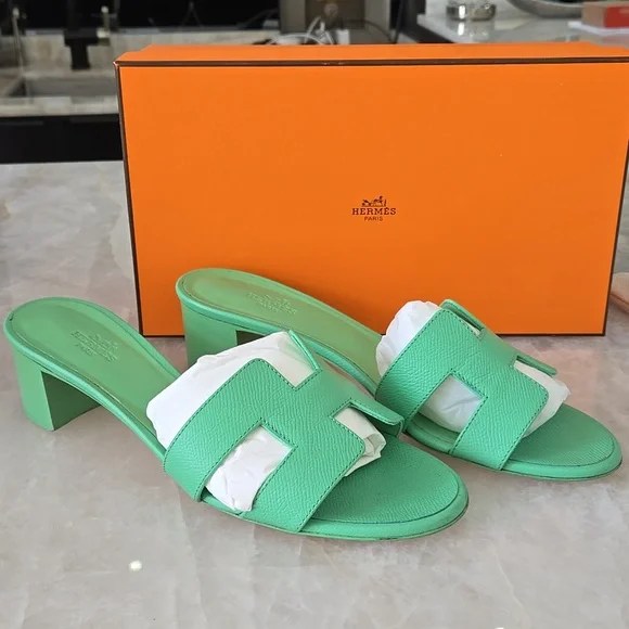 Hermes Women's Oasis Sandals Leather Size 9/ 39 With Box - Picture 1 of 7
